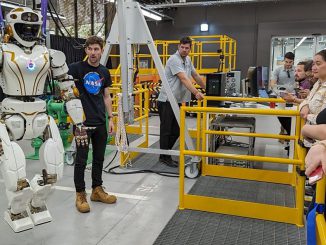 Woodside Energy team receiving orientation and training with NASA support. The Valkyrie bot is being dispatched to Australia to be deployed by an energy company to test its ability to handle dirty and hazardous conditions. PHOTO BY NASA/SWNS  