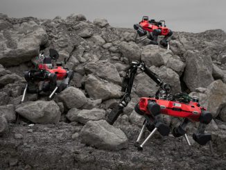 The trio of legged robots during a test in a Swiss gravel quarry. (ETH ZURICH/TAKAHIRO MIKI/SWNS) 