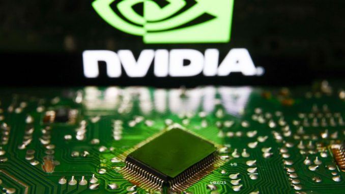 NVIDIA Corporation  was falling on Friday after forming a bearish triple top pattern at the new all-time high of $480.88, which has been driven by a boom in artificial intelligence stocks. JAKUB PORZYCKI/GETTY IMAGES 