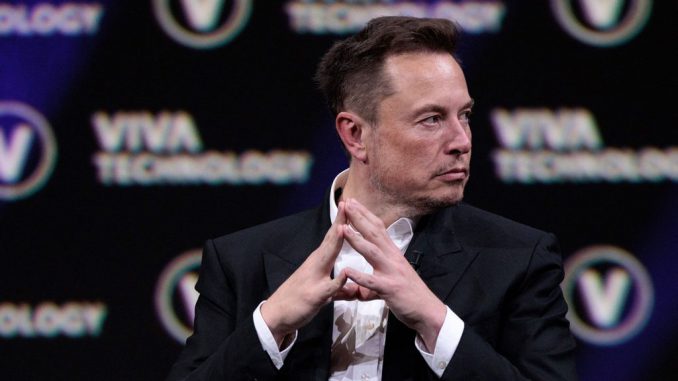 SpaceX, Twitter and electric carmaker Tesla CEO Elon Musk attends an event during the Vivatech technology startups and innovation fair at the Porte de Versailles exhibition center in Paris, on June 16, 2023. (JOEL SAGET/AFP VIA GETTY)