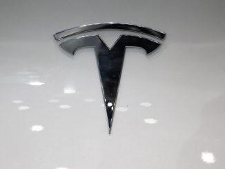 The Tesla logo is seen during Thailand Fast Auto Show & EV Expo 2023 at Bangkok International Trade and Exhibition Center (BITEC) in Bangkok, Thailand on July 5, 2023. (VALERIA MONGELLI/ANADOLUA AGENCY VIA GETTY)