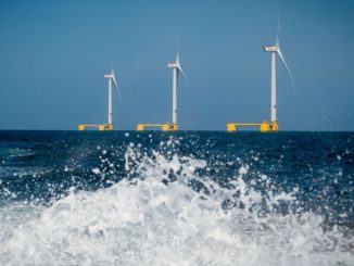 This photograph shows wind turbines at the Wind Float Atlantic floating offshore wind farm, around 20km from the coast of Viana do Castelo, northern Portugal, on July 25, 2023. In the world’s increasingly desperate pursuit of ways to reduce the polluting emissions from oil-powered vehicles and to mitigate the ravages of climate change, shipping remains one of the hardest rocks to crack. PHOTO BY MIGUEL RIOPA / GETTY IMAGES 