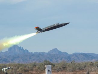 The XQ-58A Valkyrie AI-controlled drone taking off.The sortie demonstrated the first-ever flight of a href=https://www.afrl.af.mil/AFRL (Air Force Research Laboratory)/a -developed, machine-learning trained, artificial intelligence algorithms on an a href=https://www.defensenews.com/unmanned/2023/08/03/artificial-intelligence-flies-xq-58a-valkyrie-drone/XQ-58A Valkyrie/a. PHOTO BY USAF/SWNS 