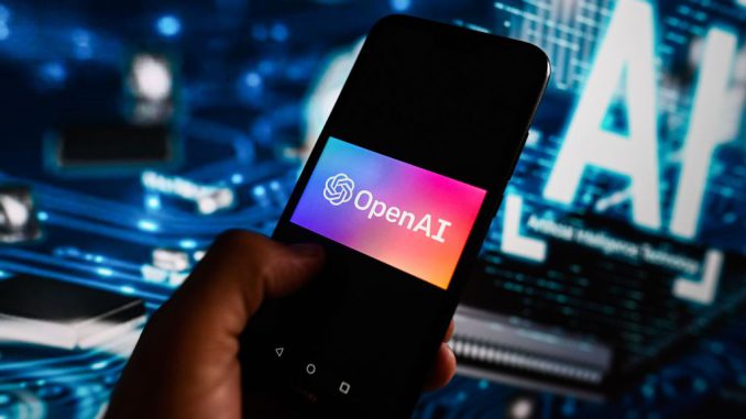 strongIn this photo illustration, an OpenAI logo displayed on a smartphone with Artificial Intelligence (AI) design in the background. U.S. tech giants like Microsoft Corporation, Alphabet Inc., and OpenAI are reportedly readying to publicly declare their dedication to AI safety measures in response to an appeal from the White House. OMAR MARQUES/SOPA/GETTY IMAGES./strong