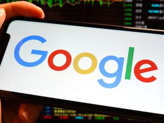 A Google logo is displayed on the screen of an iPhone in China on September 9, 2023. The new iOS 17 update still shows Android messages in green bubbles, and it does not look like Apple is going to stop doing this anytime soon, either.  SHELDON COOPER/SOPA IMAGES/LIGHTROCKET VIA GETTY IMAGES.
