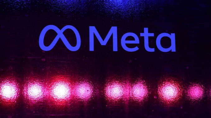 A logo of Meta Platforms company is seen during an event in Mumbai, India, September, 2023. In a bid to engage the youth, Meta plans to roll out innovative AI Chatbots with distinct personalities. NIHARIKA KULKARNI/NURPHOTO VIA GETTY IMAGES.