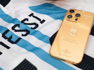 FIFA World Cup 2022 winners Argentina squad edition iPhone 14, a gift from Lionel Messi to each of his teammates in appreciation. Each phone was engraved with the player's name and number, as well as the World Cup logo. IDESIGNGOLD/INSTAGRAM. 