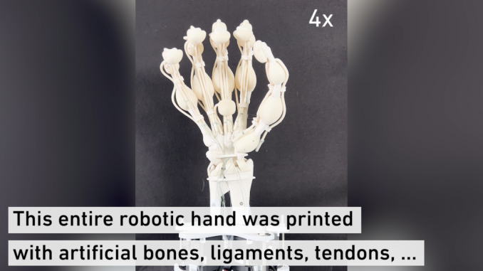 A robotic hand complete with bones, ligaments and tendons has been created for the first time using the latest 3D printing technology. PHOTO BY THOMAS BUCHNER/SWNS