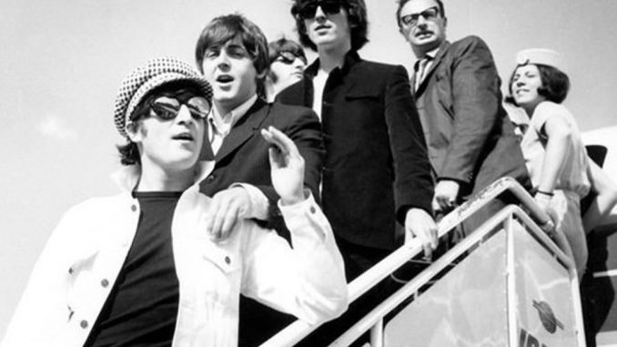 The Beatles in 1965. IBERIA AIRLINE VIA WIKIMEDIA COMMONS.