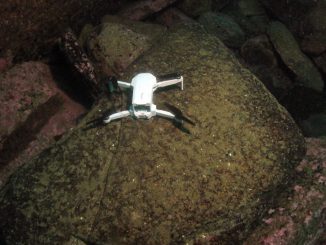 The drone was found lying on the seabed at Geo of Sclaites. DAVID STEELE VIA SWNS.