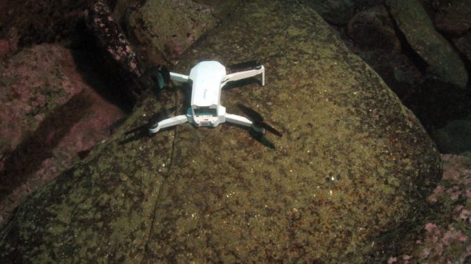 The drone was found lying on the seabed at Geo of Sclaites. DAVID STEELE VIA SWNS.